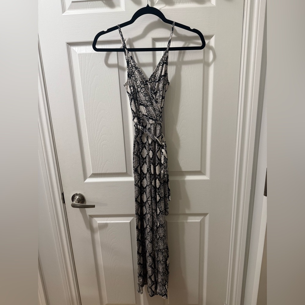 Guess Snake-Print Maxi Dress - Black & White